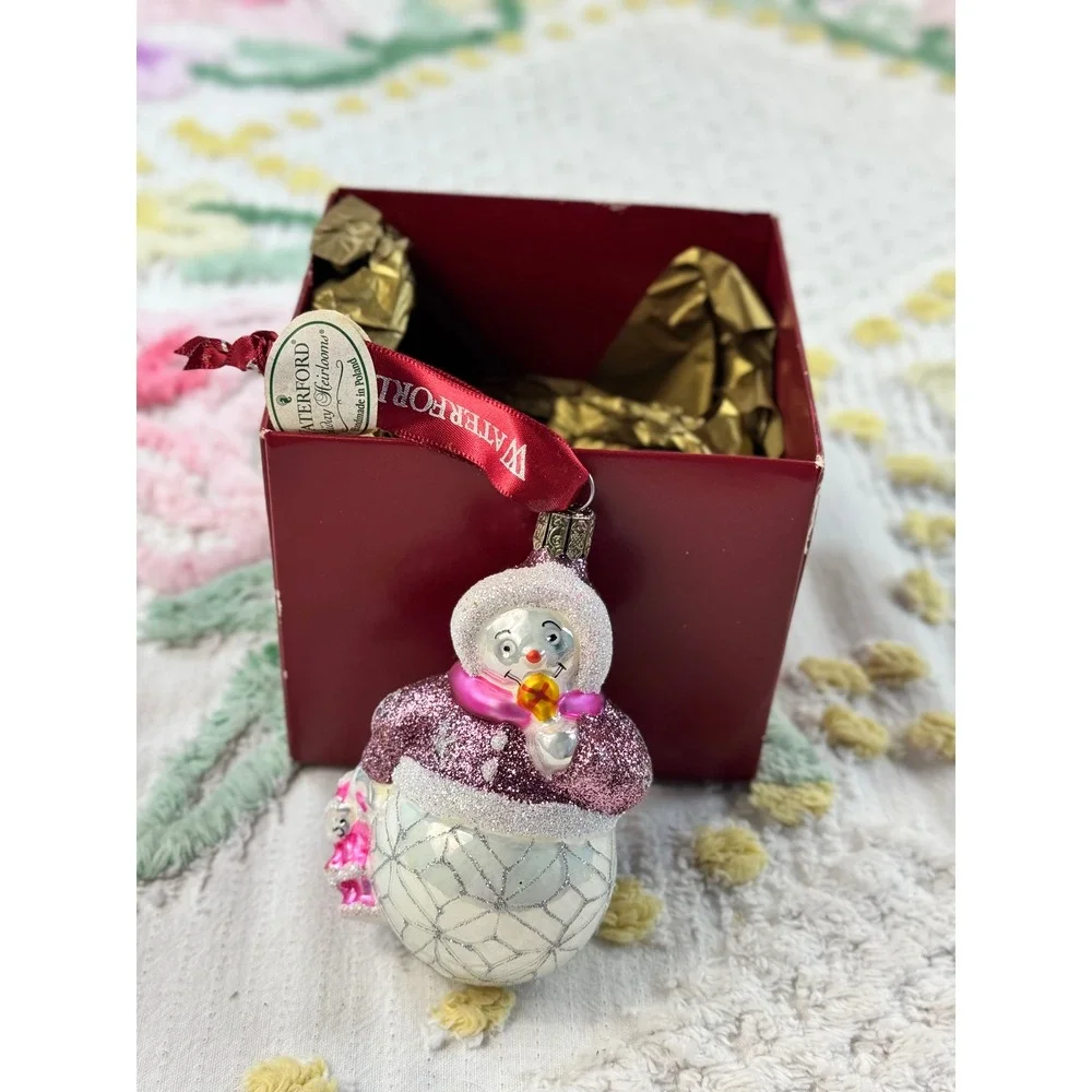 Waterford Holiday Heirlooms Avoca Annie Snowman Glass Ornament 139084 Poland